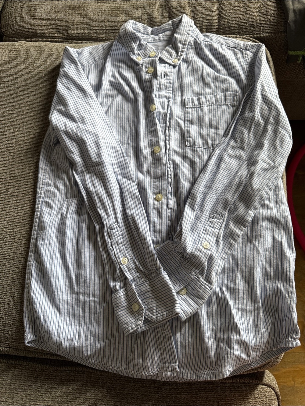 Casual Blue White Stripe Button-Down Men's Shirt